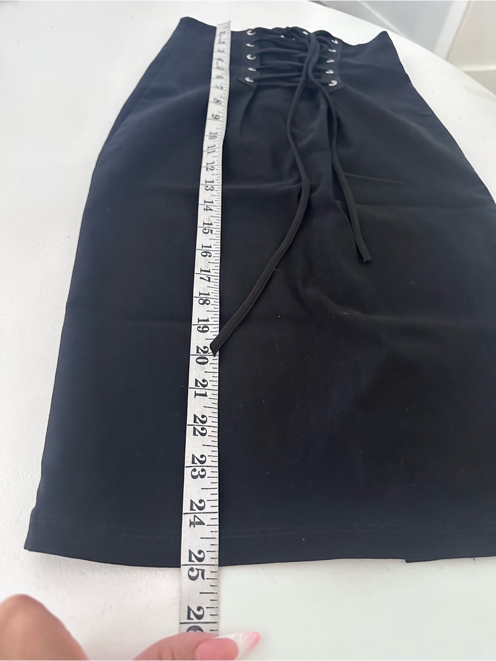 Vintage 90s Klaxons Black Corset Lace-Up High Waist Pencil Skirt Size Small Goth - Picture 11 of 11